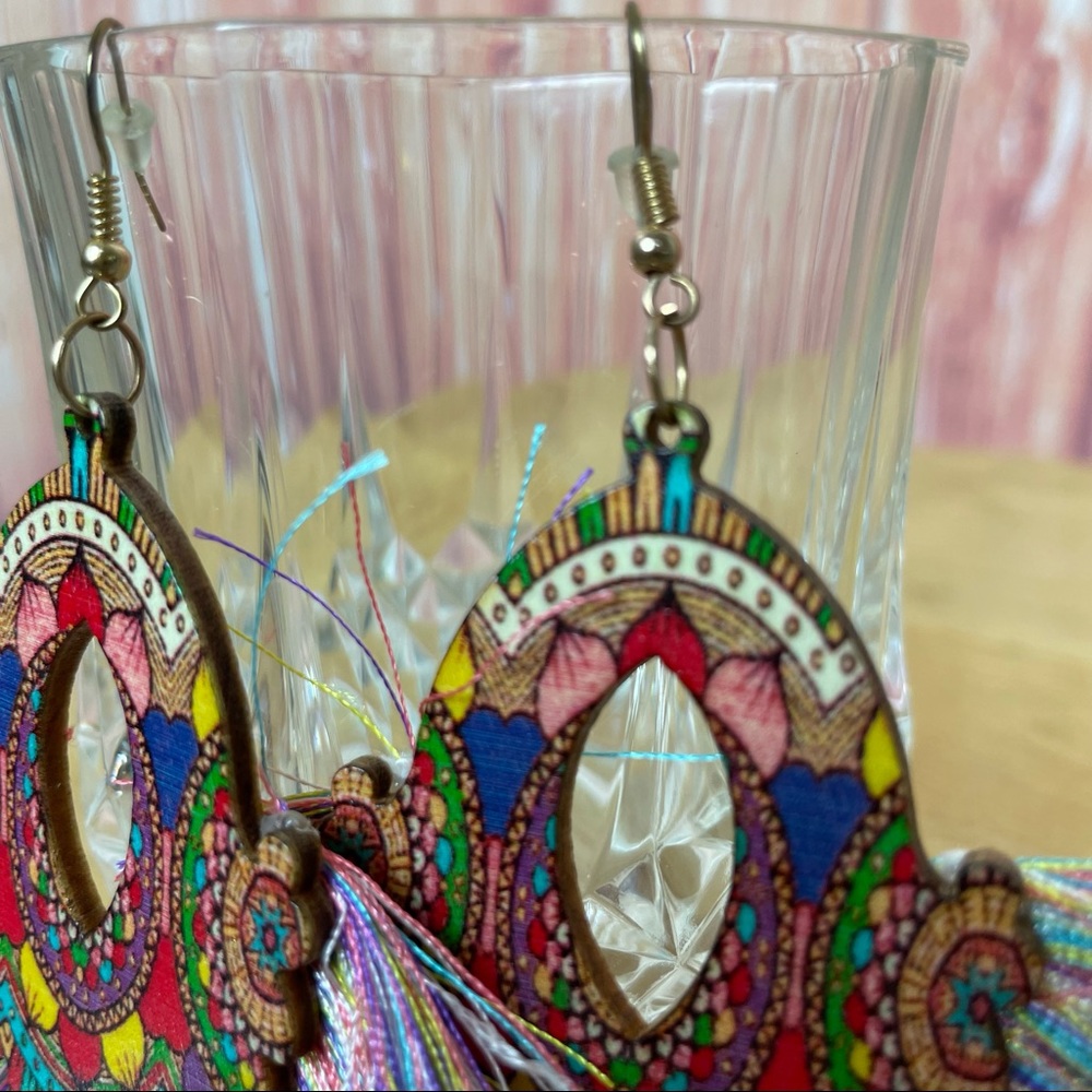 Set Of Two Boho Multi-Color Earrings (Two Pieces) - image 5